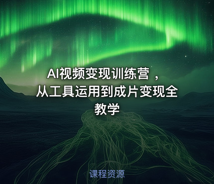AI视频变现训练营 ，从工具运用到成片变现全教学