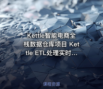 Kettle智能电商全栈数据仓库项目 Kettle ETL处理实时仓库+离线仓库高级项目课程