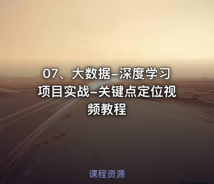 07、大数据-深度学习项目实战-关键点定位视频教程