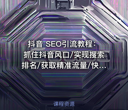 抖音 SEO引流教程：抓住抖音风口/实现搜索排名/获取精准流量/快速成交变现