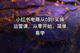 小红书电商从0到1实操运营课，从零开始，简单易学