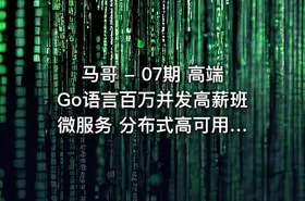 马哥 - 07期 高端Go语言百万并发高薪班 微服务 分布式高可用 Go高并发 - getfromcode