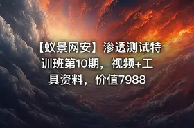 【蚁景网安】渗透测试特训班第10期，视频+工具资料，价值7988