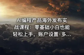 AI编程产品海外发布实战课程：零基础小白也能轻松上手，账户设置·多智能体开发·市场调研，月入数千美元跨境变现教程