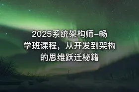 2025系统架构师-畅学班课程，从开发到架构的思维跃迁秘籍