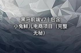 黑马前端V7 | 包含小兔鲜儿电商项目（完整无秘）