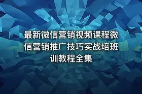 最新微信营销视频课程微信营销推广技巧实战培班训教程全集