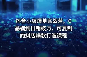 抖音小店爆单实战营，0基础到日销破万，可复制的抖店爆款打造课程 - getfromcode
