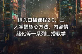 镜头口播课程2.0，三大掌握核心方法，内容情绪化等一系列口播教学