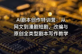 AI剧本创作特训营：从网文到漫剧短剧，改编与原创全类型剧本写作教学