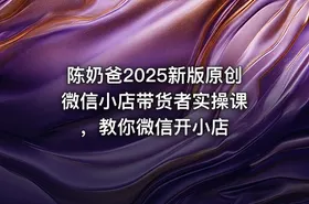 陈奶爸2025新版原创微信小店带货者实操课 ，教你微信开小店