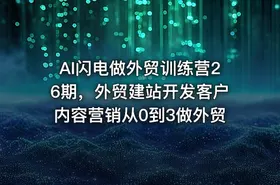 AI闪电做外贸训练营26期，外贸建站开发客户内容营销从0到3做外贸