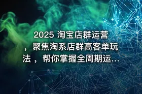 2025 淘宝店群运营，聚焦淘系店群高客单玩法 ，帮你掌握全周期运营打法 - getfromcode