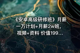 《安卓高级研修班》月薪一万计划+月薪2w班，视频+资料 价值1999元