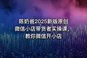 陈奶爸2025新版原创微信小店带货者实操课，教你微信开小店