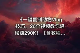 《一键复制动物Vlog技巧，26个视频教你轻松赚290K！【含教程】【免费COZE一键生成工作流】》 - getfromcode