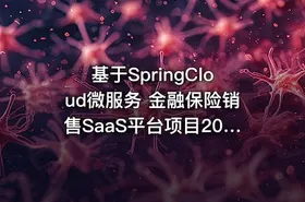 基于SpringCloud微服务 金融保险销售SaaS平台项目2024（资料完整）