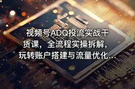 视频号ADQ投流实战干货课，全流程实操拆解，玩转账户搭建与流量优化，高效提升投放收益 - getfromcode