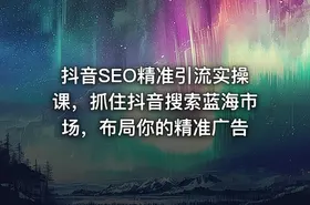 抖音SEO精准引流实操课，抓住抖音搜索蓝海市场，布局你的精准广告