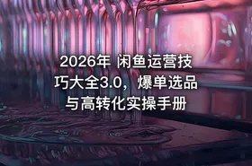 2026年 闲鱼运营技巧大全3.0，爆单选品与高转化实操手册