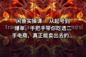 闲鱼实操课 ：从起号到爆单，手把手带你吃透二手电商，真正能卖出去的实战指南 - getfromcode