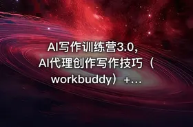 AI写作训练营3.0，AI代理创作写作技巧（workbuddy）+ 手写模式（手摸模式），去除AI痕迹（今日头条账号、微信公众号、百家号）