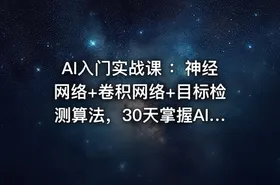 AI入门实战课 ：神经网络+卷积网络+目标检测算法，30天掌握AI核心基础