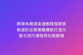 跨境电商速卖通教程视频录制进阶运营策略爆款打造方案与技巧课程劳伦斯跨境