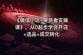 《微信小店-带货者实操课》，从0起步学会开店+选品+成交转化