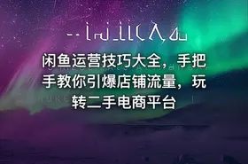 闲鱼运营技巧大全，手把手教你引爆店铺流量，玩转二手电商平台
