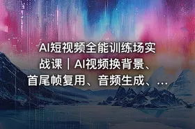 AI短视频全能训练场实战课｜AI视频换背景、首尾帧复用、音频生成、爆款短视频完整复刻
