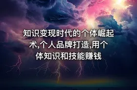 知识变现时代的个体崛起术,个人品牌打造,用个体知识和技能赚钱