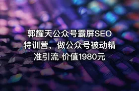 郭耀天公众号霸屏SEO特训营，做公众号被动精准引流 价值1980元